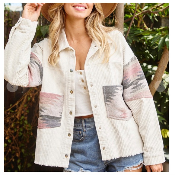 Everything Aztec Must Have Retro Chic  Contrast Corduroy Most Fabulous Jacket - Picture 6 of 6